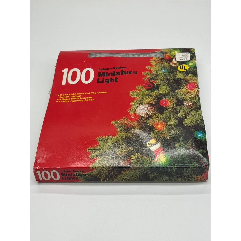 Montgomery‎ Ward Vintage 100 Miniature Christmas Lights Multi Color Flashing UL